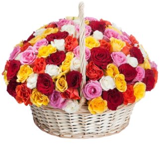 51 colorful roses in the basket | Flower Delivery Zlatoust